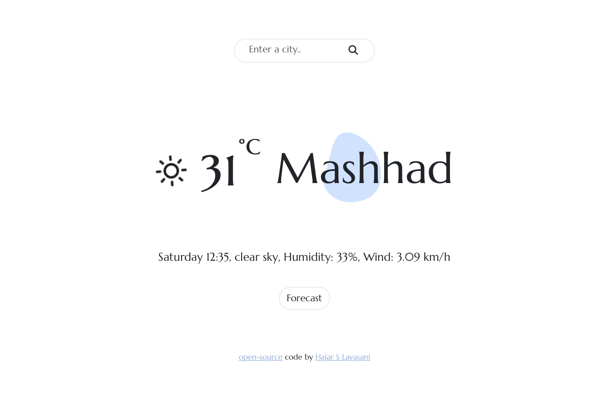 minimal react weather app